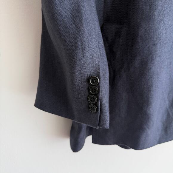 Polo Ralph Lauren Blazer Mens 44L Navy Linen Sport Coat Unstructured Italy Made - Picture 4 of 12